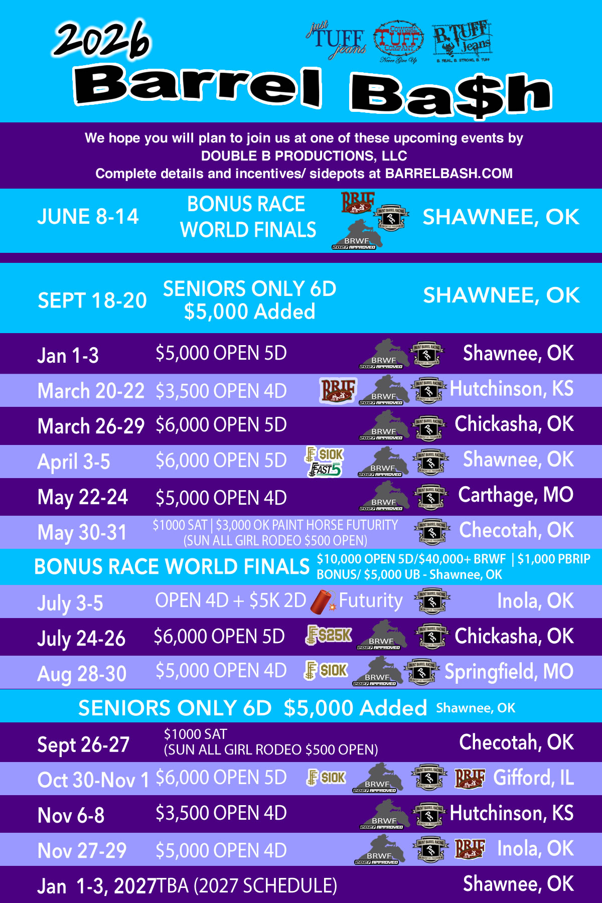 2026 Barrel Bash Schedule